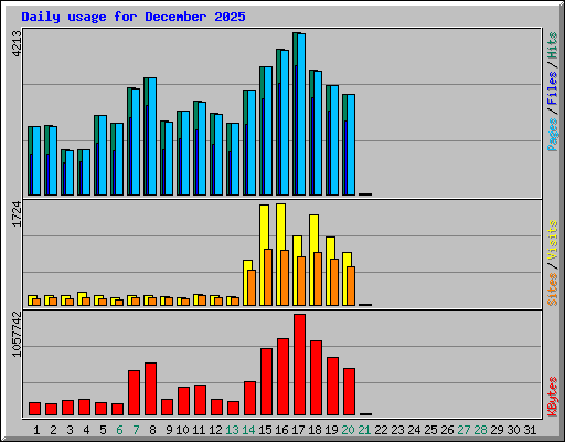 Daily usage for December 2025